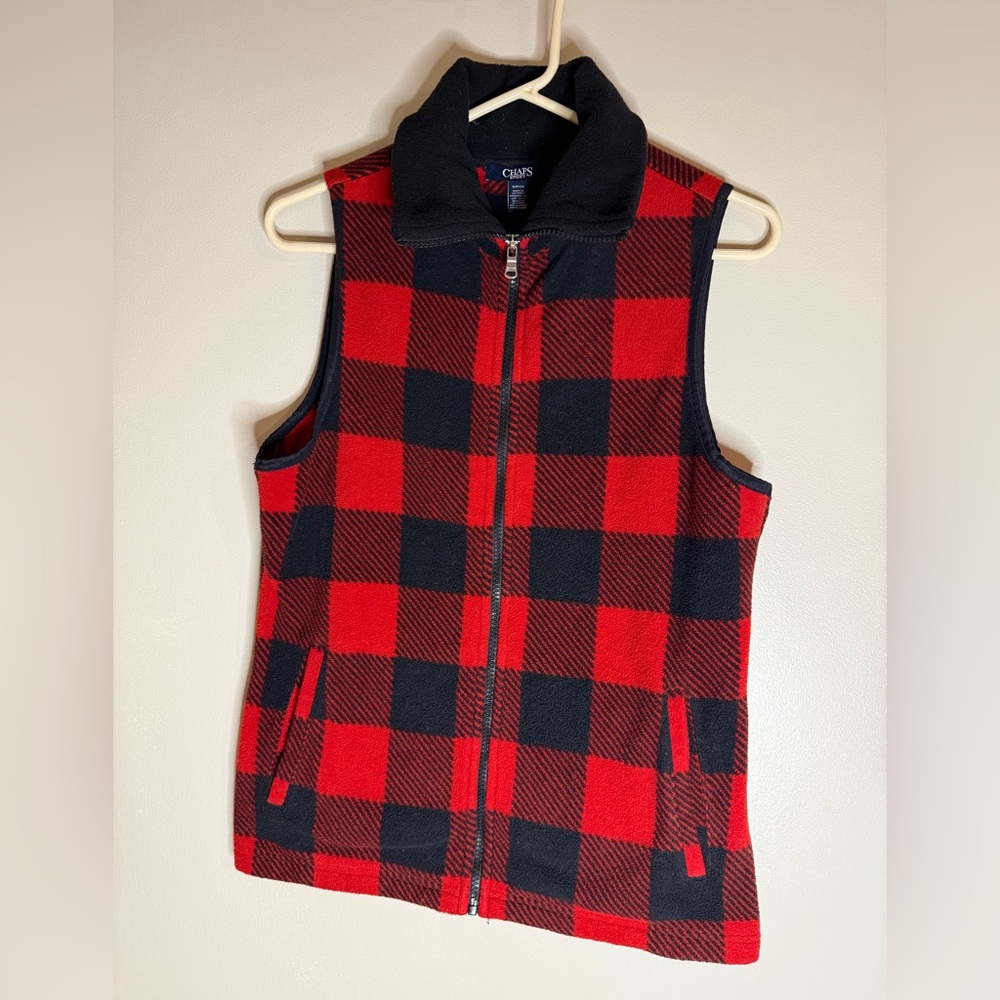 Chaps Buffalo Plaid Vest in Red and Black